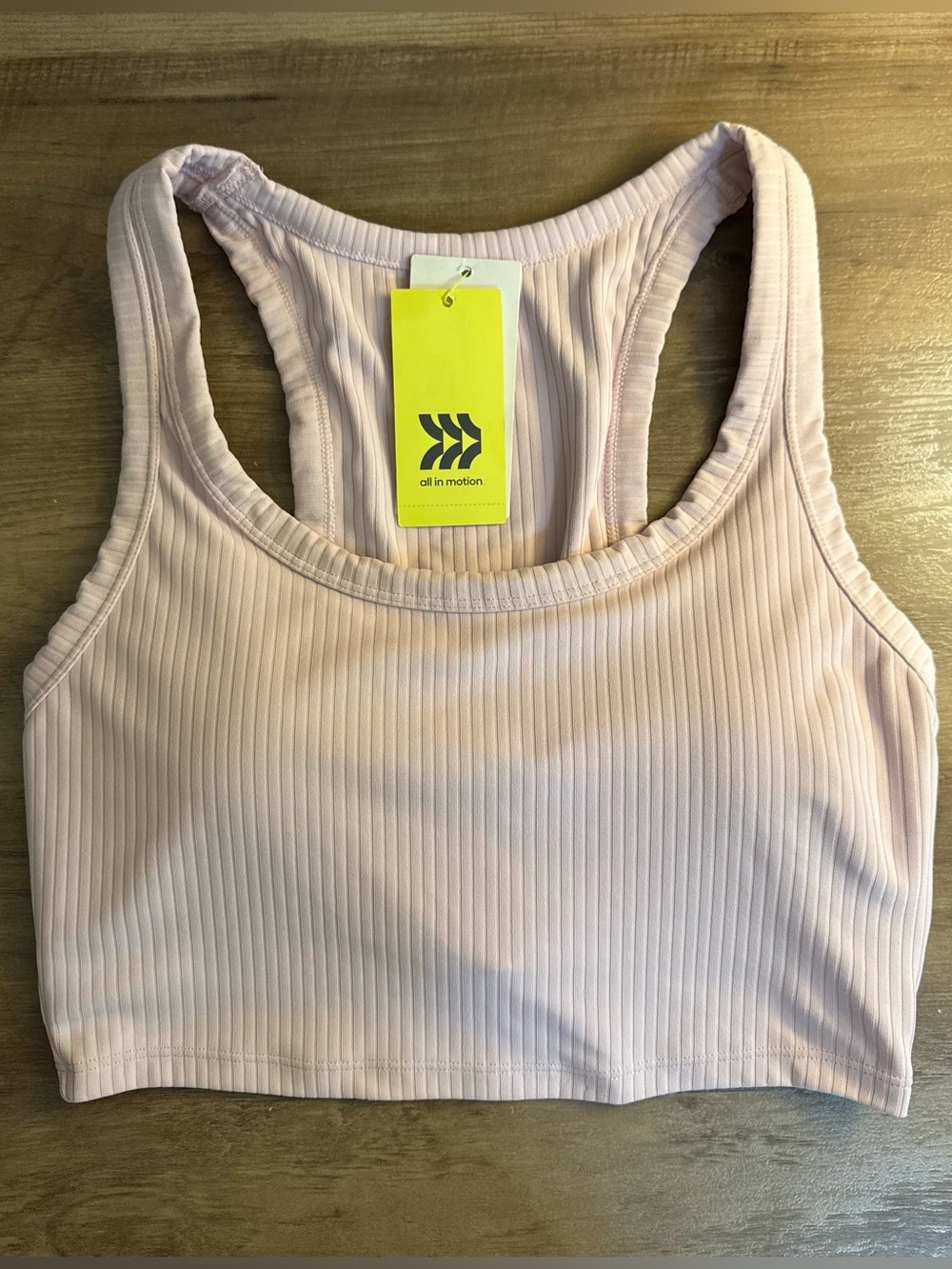 NWT Light Pink Women's Light Support Rib Racerback Longline Sports Bra - Picture 4 of 12